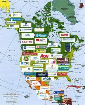 North America map with insurance company logos inside in: North American Insurance Guide (2025) | USA, Canada & Mexico, post.