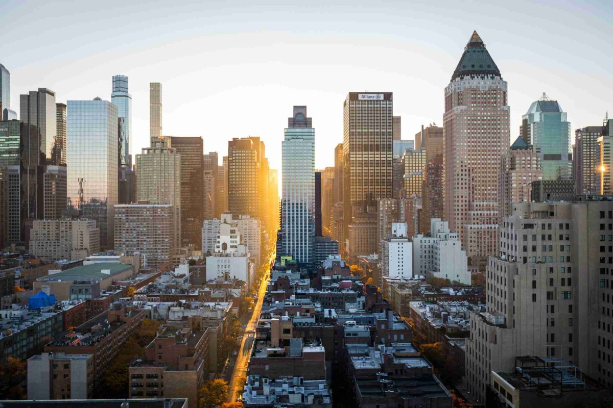 Financial district skyline in New York representing The Americas insurance market